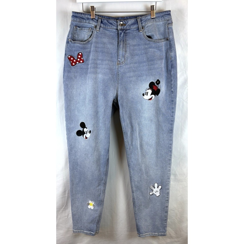 Her Universe Disney Minnie Mouse & Mickey Mouse Embroidered Jeans Size 15 Denim
